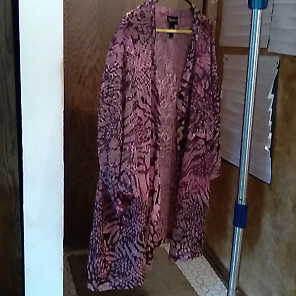 Maggie Barnes Purple Butterfly Print 3X Jacket